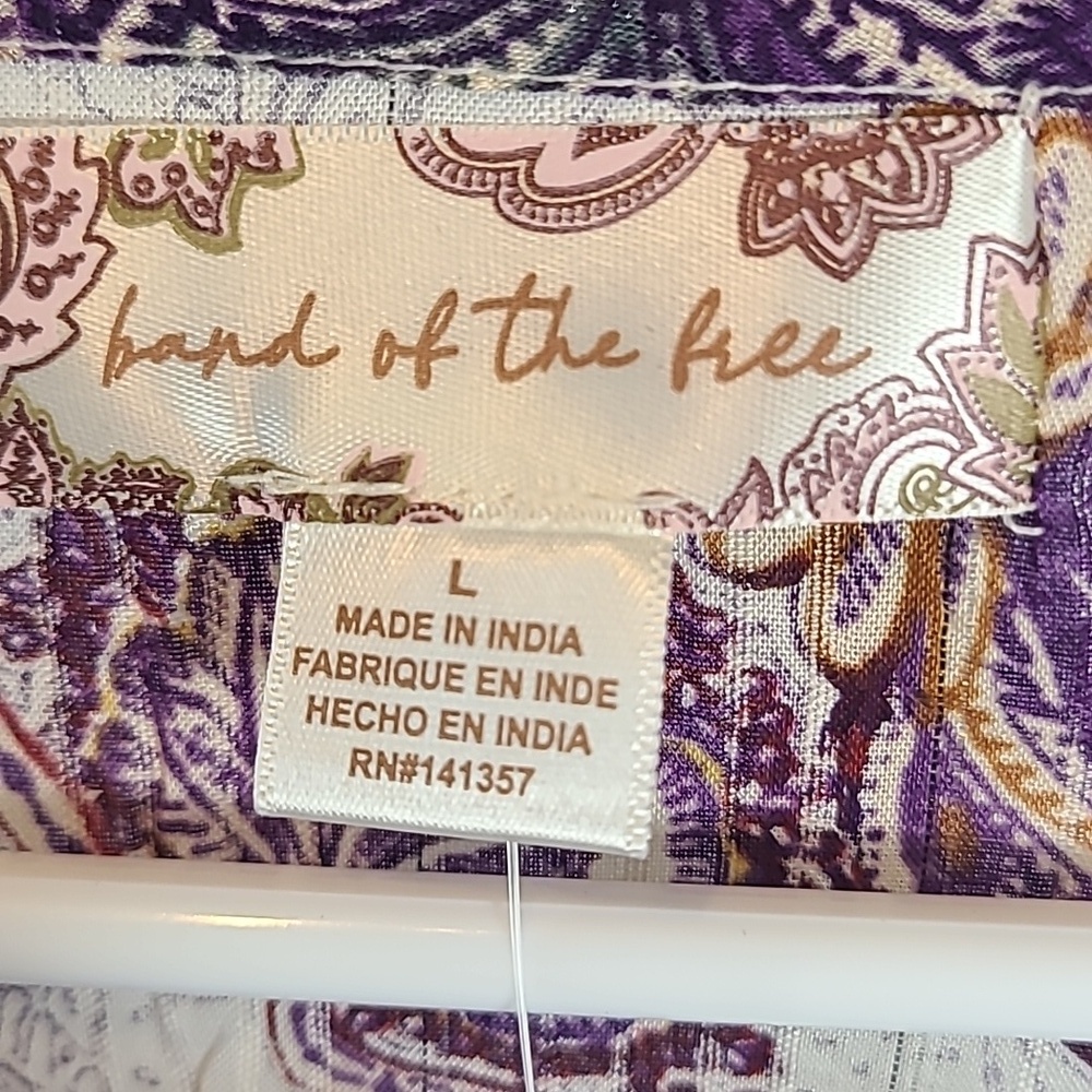NWT Band Of The Free Paisley Crop Top Purple Cream Women’s Large - Picture 4 of 5